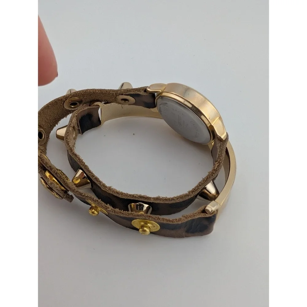 Geneva Platinum Leopard Wrap‎ Watch Studded Band 26mm Case- New Battery